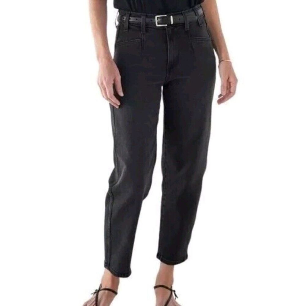 AYR The Beat Barrel Leg Ankle Crop Black Denim Jeans High Rise Size 28